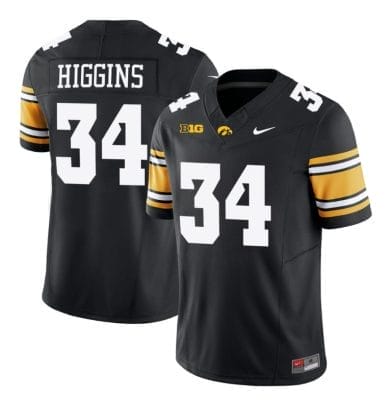 Jay Higgins Jersey #34 Iowa Hawkeyes Vapor Limited College Football Black