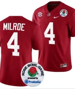 Jalen Milroe Jersey #4 Alabama Crimson Tide Rose Bowl Game 2024 Patch College Football Playoff Crimson