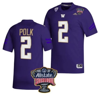 Ja'Lynn Polk Jersey #2 Washington Huskies Allstate Sugar Bowl Patch 2024 College Football Purple