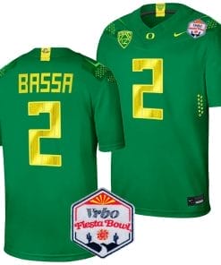 Jeffrey Bassa Jersey #2 Oregon Ducks Fiesta Bowl Patch 2024 Football Green