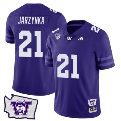 Joe Jarzynka Jersey #21 Washington Huskies Washington Map Patch Football Purple