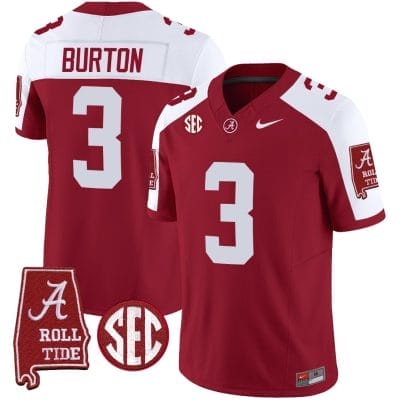 Jermaine Burton Jersey #3 Alabama Crimson Tide Vapor Limited Football Alabama Map Crimson Alternate 8 Jermaine Burton Jersey #3 Alabama Crimson Tide Vapor Limited Football Alabama Map Crimson Alternate