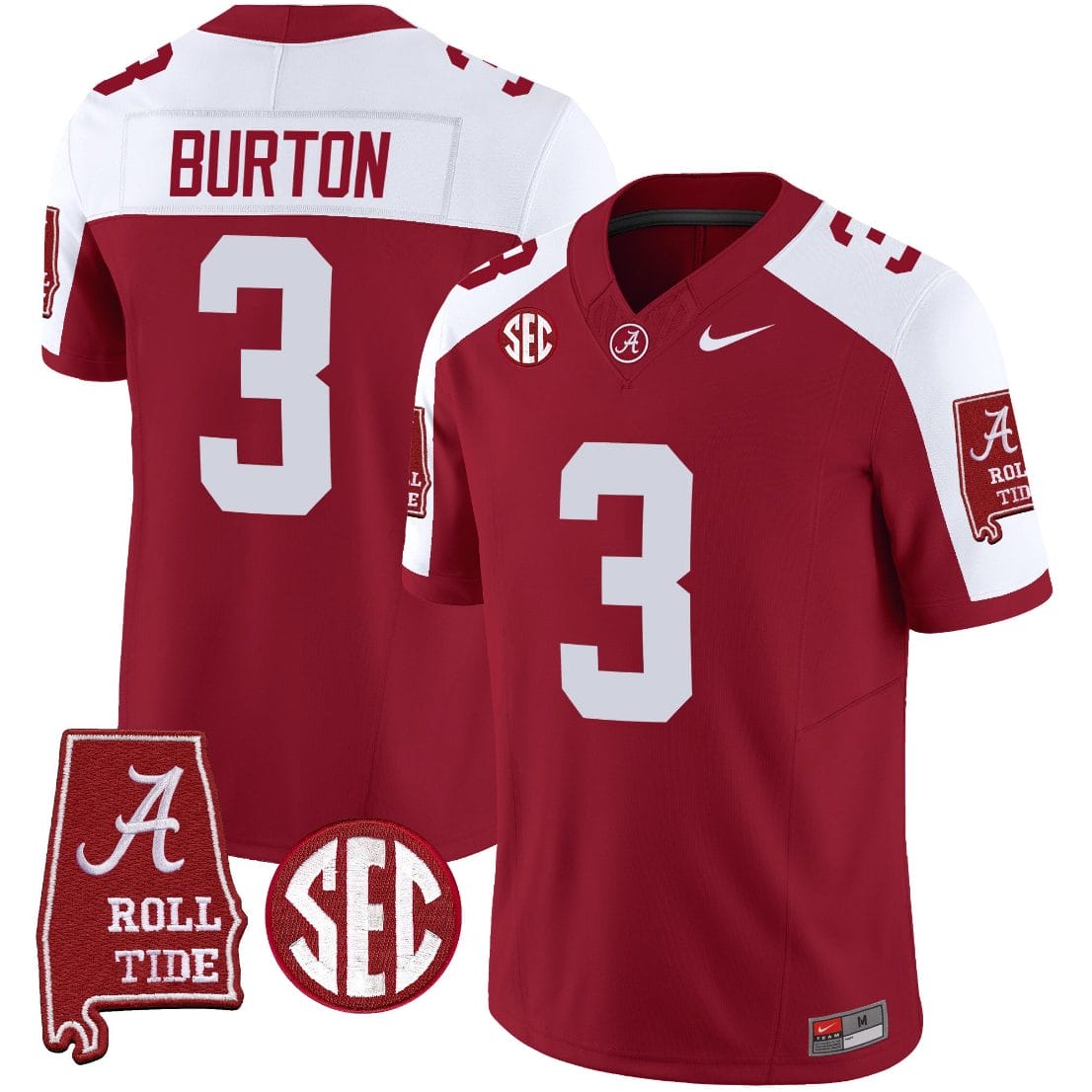 Jermaine Burton Jersey #3 Alabama Crimson Tide Vapor Limited Football Alabama Map Crimson Alternate 1 Jermaine Burton Jersey #3 Alabama Crimson Tide Vapor Limited Football Alabama Map Crimson Alternate