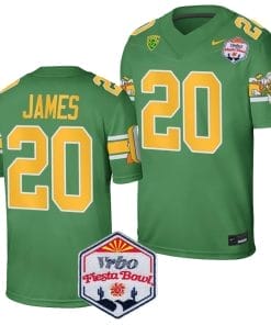 Jordan James Jersey #20 Oregon Ducks Fiesta Bowl Patch 2024 Football Playoff Green