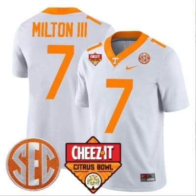 Joe Milton III Jersey #7 Tennessee Volunteers Football Cheez It Citrus Bowl Patch White
