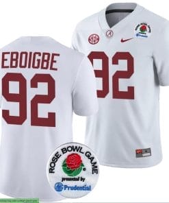 Justin Eboigbe Jersey #92 Alabama Crimson Tide Rose Bowl Game 2024 Patch College Football Playoff White