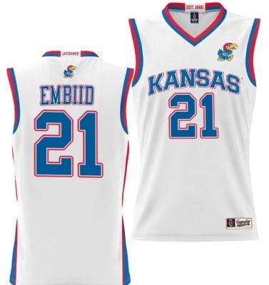 Joel Embiid Jersey #21 Kansas Jayhawks NIL College Basketball Lightweight White