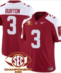 Jermaine Burton Jersey #3 Alabama Crimson SEC Championship 2023 Patch Vapor Limited Football Crimson Alternate