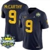 JJ McCarthy Jersey #9 Michigan Wolverines 2023 Big Ten Champions Patch Stitched Navy