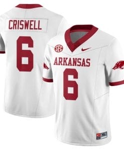 Jacolby Criswell Jersey #6 Arkansas Razorback Football All Stitched White