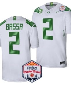 Jeffrey Bassa Jersey #2 Oregon Ducks Fiesta Bowl Patch 2024 Football White