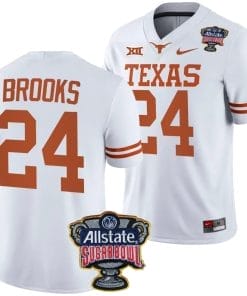 Jonathon Brooks Jersey #24 Texas Longhorns Allstate Sugar Bowl Patch 2024 College Football White