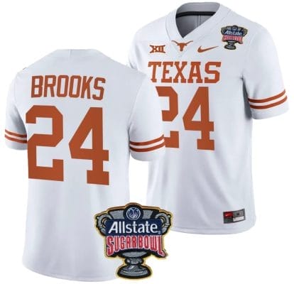 Jonathon Brooks Jersey #24 Texas Longhorns Allstate Sugar Bowl Patch 2024 College Football White