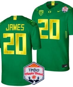 Jordan James Jersey #20 Oregon Ducks Fiesta Bowl Patch 2024 Football Green
