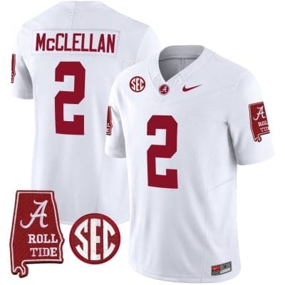 Jase McClellan Jersey #2 Alabama Crimson Tide Vapor Limited Football Alabama Map White 8 Jase McClellan Jersey #2 Alabama Crimson Tide Vapor Limited Football Alabama Map White