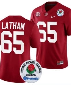 JC Latham Jersey #65 Alabama Crimson Tide Rose Bowl Game 2024 Patch College Football Playoff Crimson