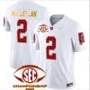 Jase McClellan Jersey #2 Alabama Crimson SEC Championship 2023 Patch Vapor Gold Football White 5 Jase McClellan Jersey #2 Alabama Crimson SEC Championship 2023 Patch Vapor Gold Football White