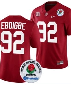 Justin Eboigbe Jersey #92 Alabama Crimson Tide Rose Bowl Game 2024 Patch College Football Playoff Crimson