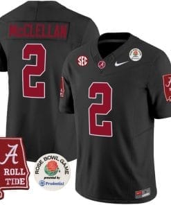 Jase McClellan Jersey #2 Alabama Crimson Rose Bowl Patch Football Black