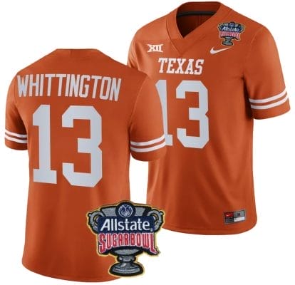 Jordan Whittington Jersey #13 Texas Longhorns Allstate Sugar Bowl Patch 2024 College Football Orange