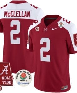 Jase McClellan Jersey #2 Alabama Crimson Rose Bowl Patch Football Crimson Alternate
