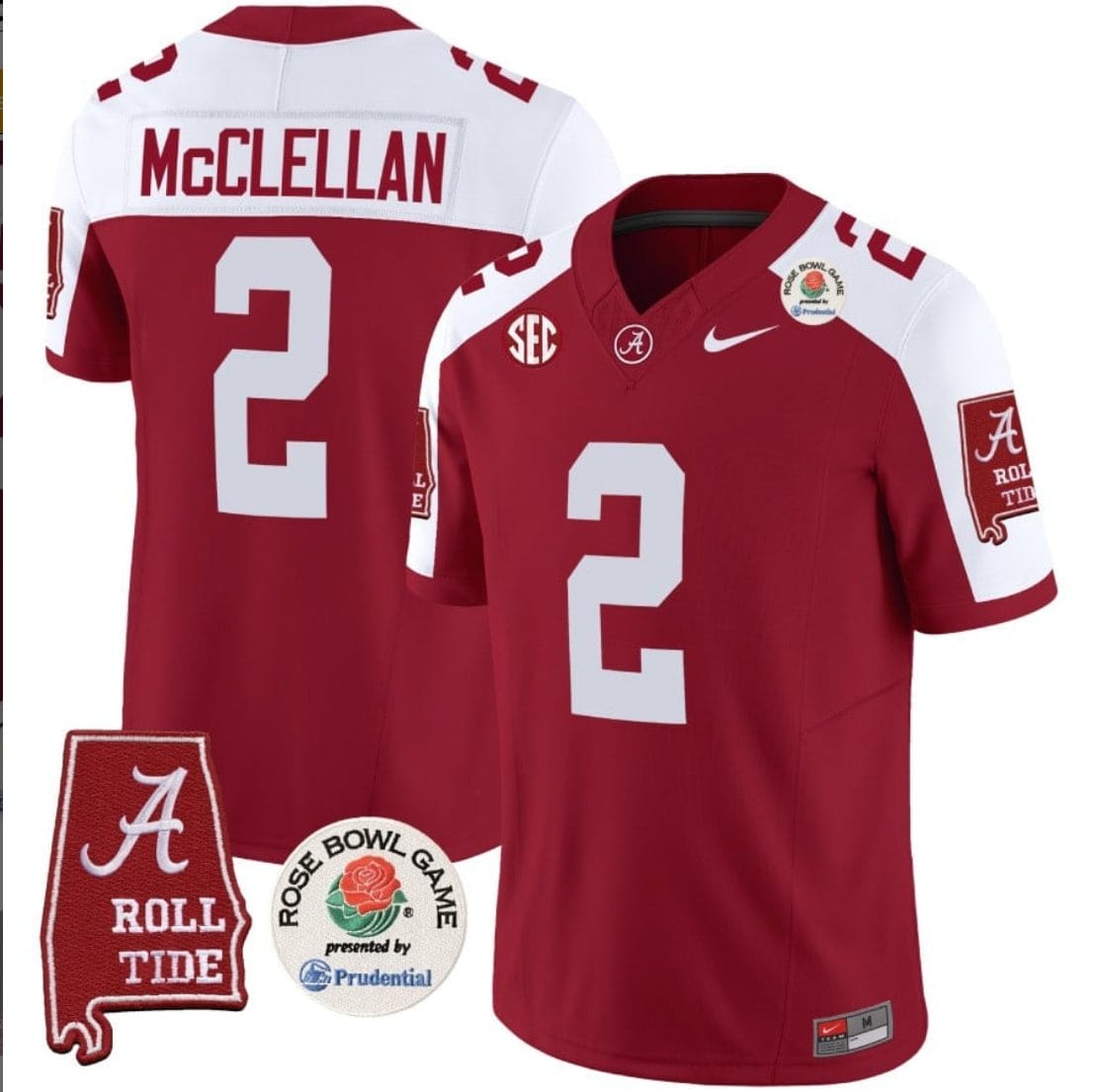 Jase McClellan Jersey #2 Alabama Crimson Rose Bowl Patch Football Crimson Alternate 1 Jase McClellan Jersey #2 Alabama Crimson Rose Bowl Patch Football Crimson Alternate