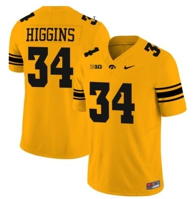 Jay Higgins Jersey #34 Iowa Hawkeyes Vapor Limited College Football Gold