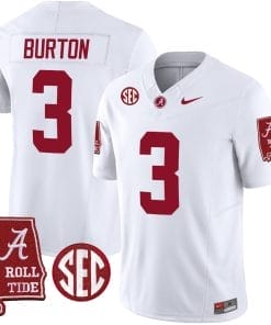 Jermaine Burton Jersey #3 Alabama Crimson Tide Vapor Limited Football Alabama Map White