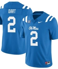 Jaxson Dart Jersey #2 Ole Miss Rebels Football All Stitched Blue
