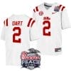 Jaxson Dart Jersey #2 Ole Miss Rebels Peach Bowl Patch 2024 College Football White