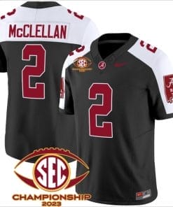 Jase McClellan Jersey #2 Alabama Crimson SEC Championship 2023 Patch Vapor Limited Football Black Alternate