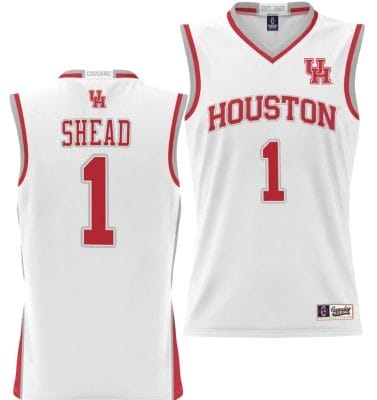 Jamal Shead Jersey #1 Houston Cougars NIL College Basketball Lightweight White