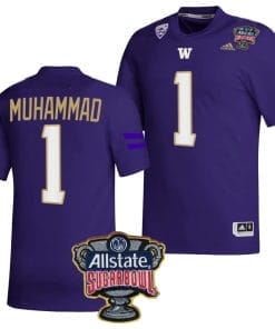 Jabbar Muhammad Jersey #1 Washington Huskies Allstate Sugar Bowl Patch 2024 College Football Purple