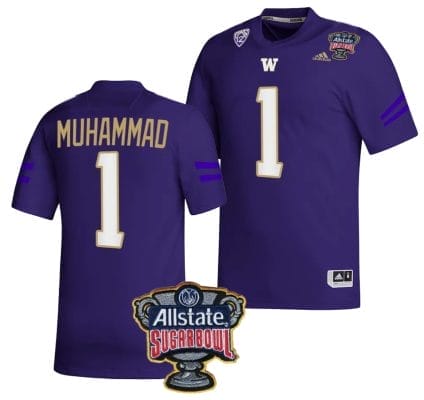 Jabbar Muhammad Jersey #1 Washington Huskies Allstate Sugar Bowl Patch 2024 College Football Purple 8 Jabbar Muhammad Jersey #1 Washington Huskies Allstate Sugar Bowl Patch 2024 College Football Purple