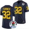 James Turner Jersey #32 Michigan Wolverines Rose Bowl Game 2024 Patch College Football Playoff Navy
