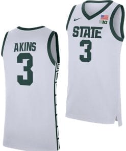 Jaden Akins Jersey #3 Michigan State Spartans Replica Basketball 2023-24 White