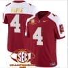 Jalen Milroe Jersey #4 Alabama Crimson SEC Championship 2023 Patch Vapor Gold Football Crimson Alternate
