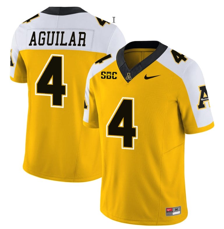 Joey Aguilar Jersey #4 Appalachian State Mountaineers Vapor Limited College Football Yellow Alternate 1 Joey Aguilar Jersey #4 Appalachian State Mountaineers Vapor Limited College Football Yellow Alternate