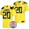 Jordan James Jersey #20 Oregon Ducks Fiesta Bowl Patch 2024 Football Yellow