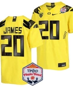 Jordan James Jersey #20 Oregon Ducks Fiesta Bowl Patch 2024 Football Yellow
