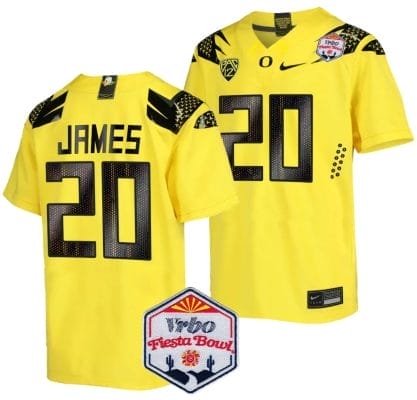Jordan James Jersey #20 Oregon Ducks Fiesta Bowl Patch 2024 Football Yellow