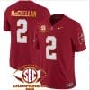 Jase McClellan Jersey #2 Alabama Crimson SEC Championship 2023 Patch Vapor Gold Football Crimson