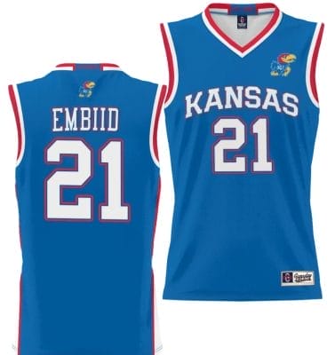 Joel Embiid Jersey #21 Kansas Jayhawks NIL College Basketball Lightweight Royal