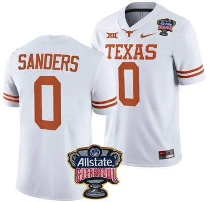 Ja'Tavion Sanders Jersey #0 Texas Longhorns Allstate Sugar Bowl Patch 2024 College Football White