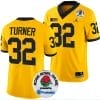James Turner Jersey #32 Michigan Wolverines Rose Bowl Game 2024 Patch College Football Playoff Maize