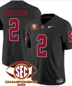 Jase McClellan Jersey #2 Alabama Crimson SEC Championship 2023 Patch Vapor Limited Football Black