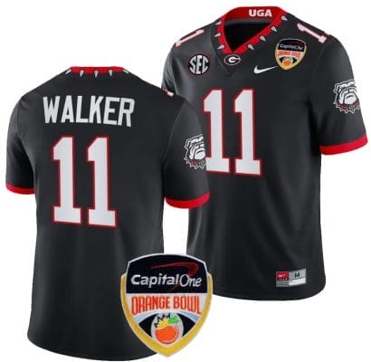 Jalon Walker Jersey #11 Georgia Bulldogs Orange Bowl Patch 2023 College Football Black 8 Jalon Walker Jersey #11 Georgia Bulldogs Orange Bowl Patch 2023 College Football Black