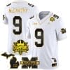 JJ McCarthy Jersey #9 Michigan Wolverines 2023 Big Ten Back to Back Champions Patch Stitched White Gold
