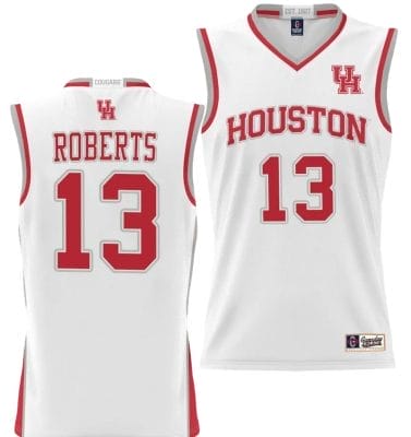 JWan Roberts Jersey #13 Houston Cougars NIL College Basketball Lightweight White