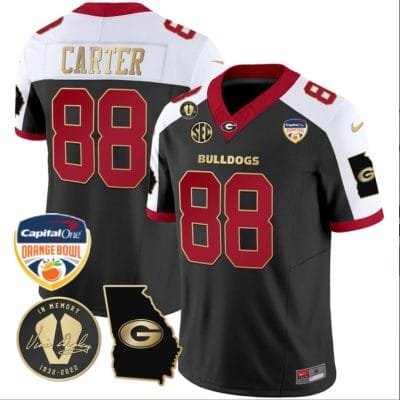 Jalen Carter Jersey #88 Georgia Bulldogs Vapor Limited Orange Bowl Patch Alternate 8 Jalen Carter Jersey #88 Georgia Bulldogs Vapor Limited Orange Bowl Patch Alternate